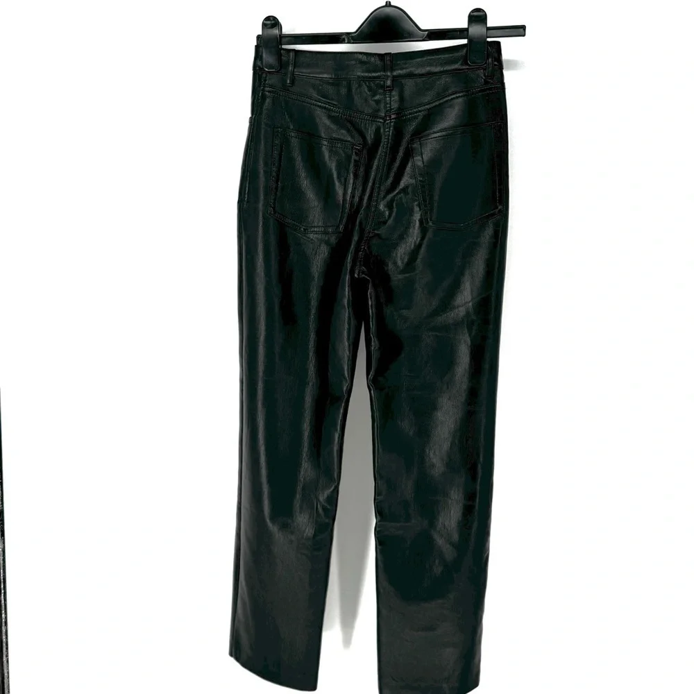 Aritzia Wilfred vegan leather black Straight Leg quiet luxury goth pants